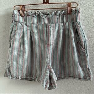 American Eagle Striped Pull On Paperbag Shorts Colorful Small